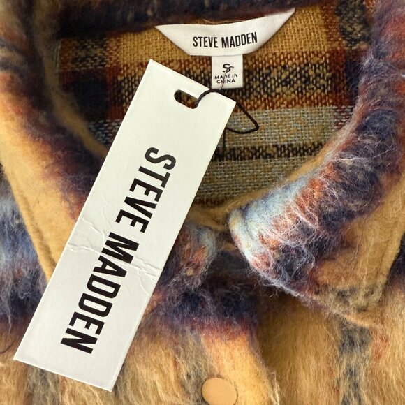 Steve Madden Womens Plaid Long Sleeve Button-Up Shacket Jacket Size S - Picture 6 of 14